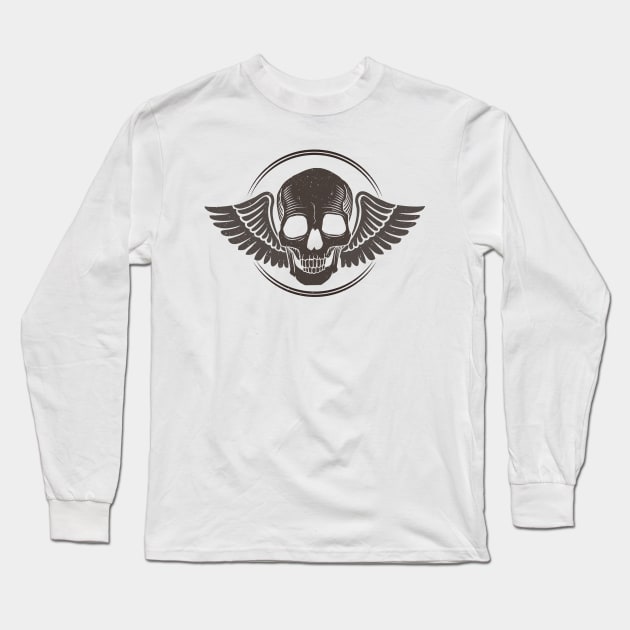 Skull with Angelic Wings Long Sleeve T-Shirt by madeinchorley